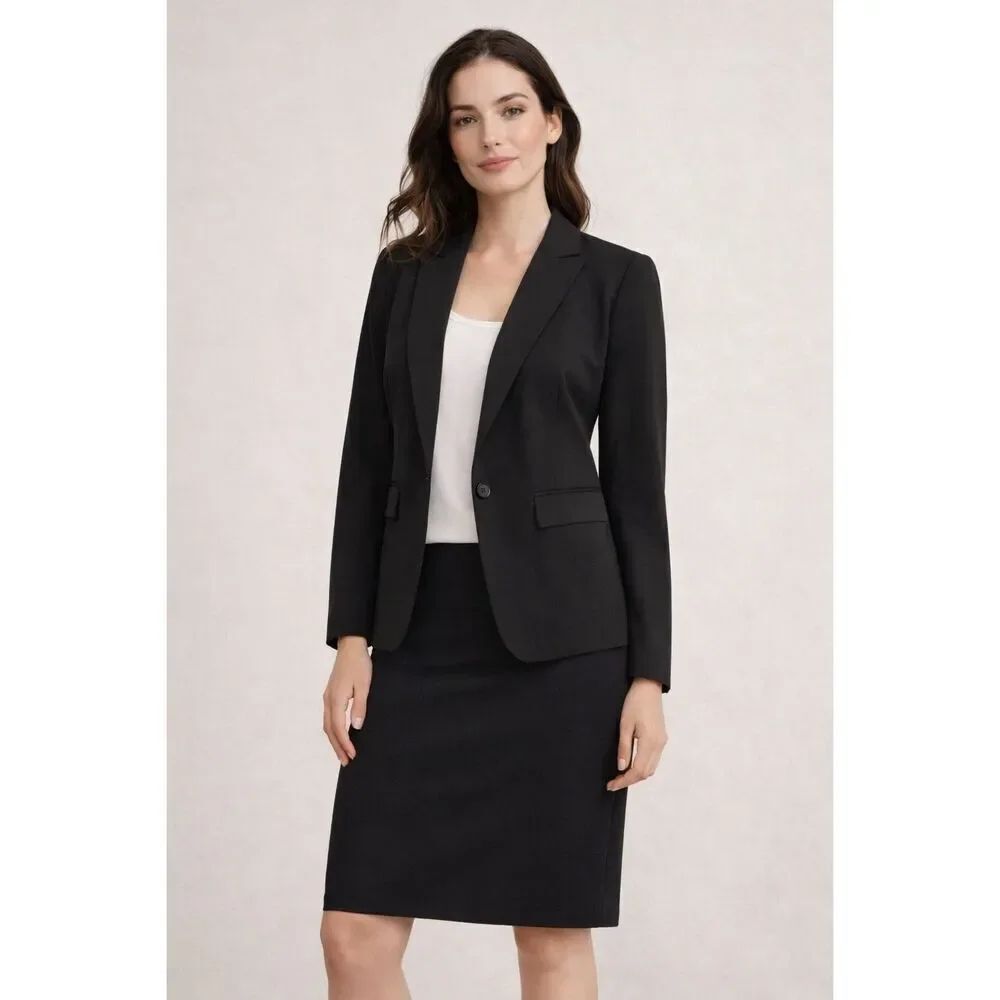 Ann Taylor one button Classic blazer in stretch Cotton Shorts ZS 6